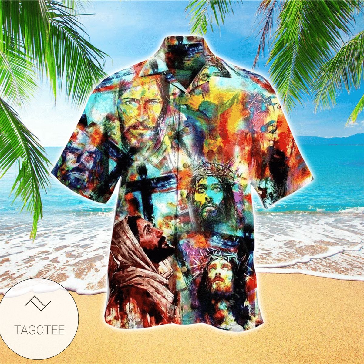 Colorful Jesus Hawaiian Shirt With Lion