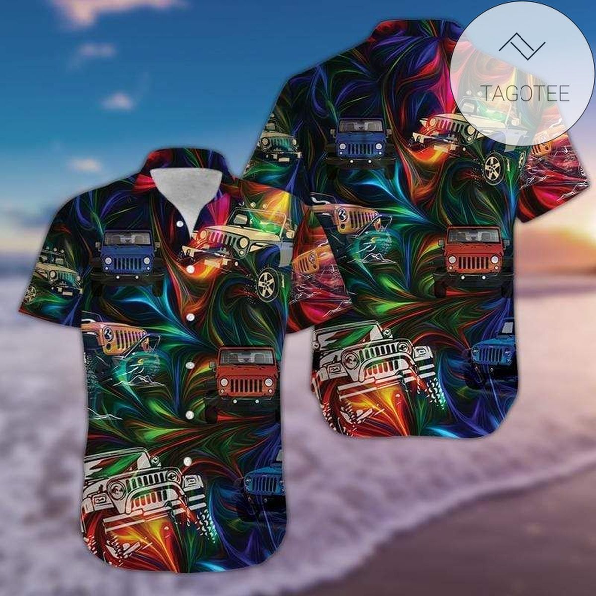 Colorful Light Guitar Unisex Hawaiian Aloha Shirts