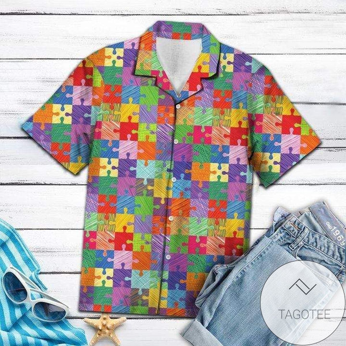 Colorful PitBull Terrier Abstract 3D Hawaiian Shirts