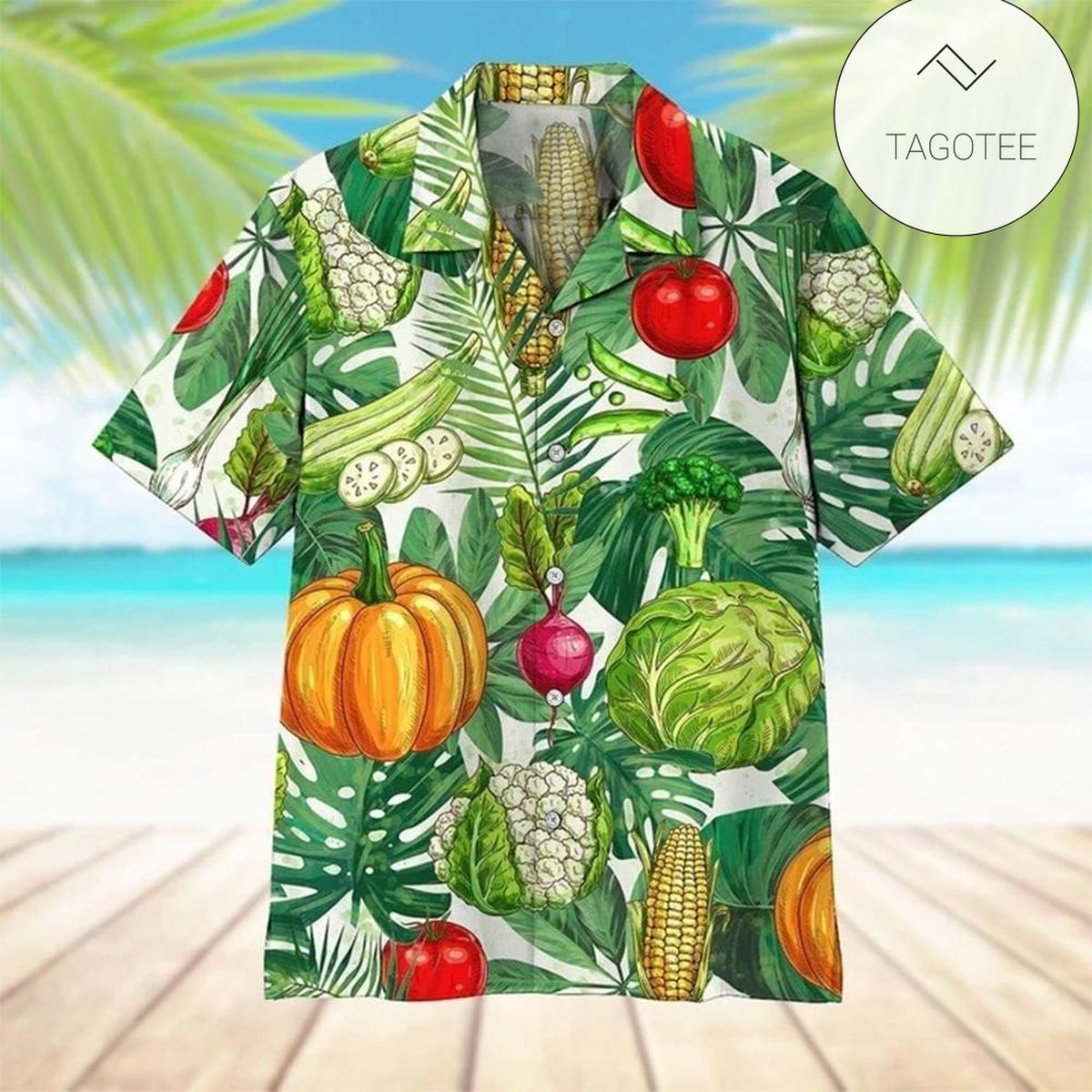 Colorful Vegetables Tropical Green Hawaiian Shirts