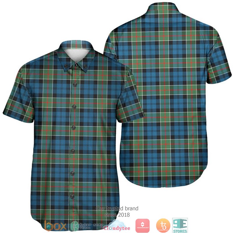 Colquhoun Ancient Tartan Crest Short Sleeve Hawaiian Shirt