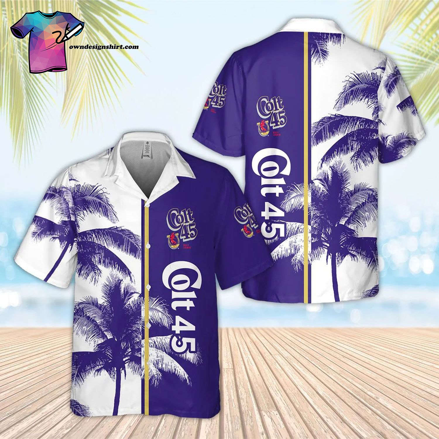 Colt 45 Palm Tree All Over Print Summer Vacation Hawaiian Shirt