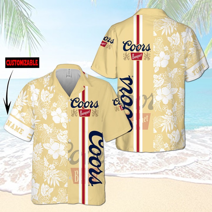 Coors Banquet Hibiscus Hawaiian Shirt