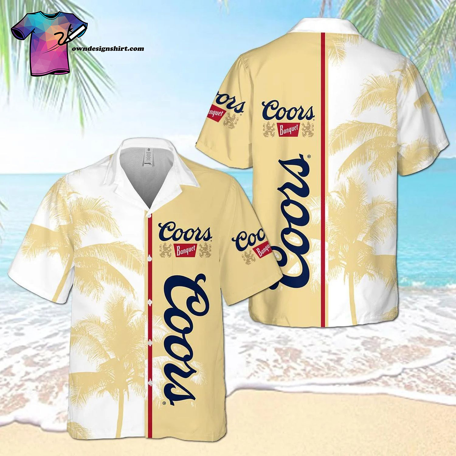 Coors Banquet Palm Tree All Over Print Summer Vacation Hawaiian Shirt