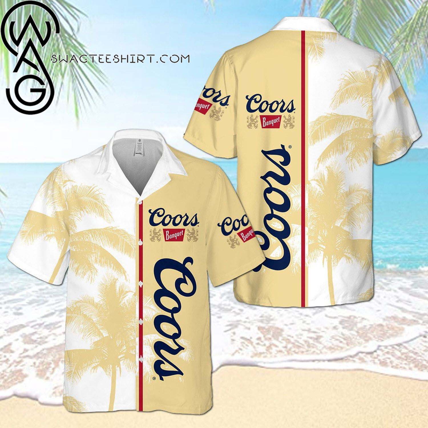 Coors Banquet USA Flag All Over Print Summer Vacation Hawaiian Shirt