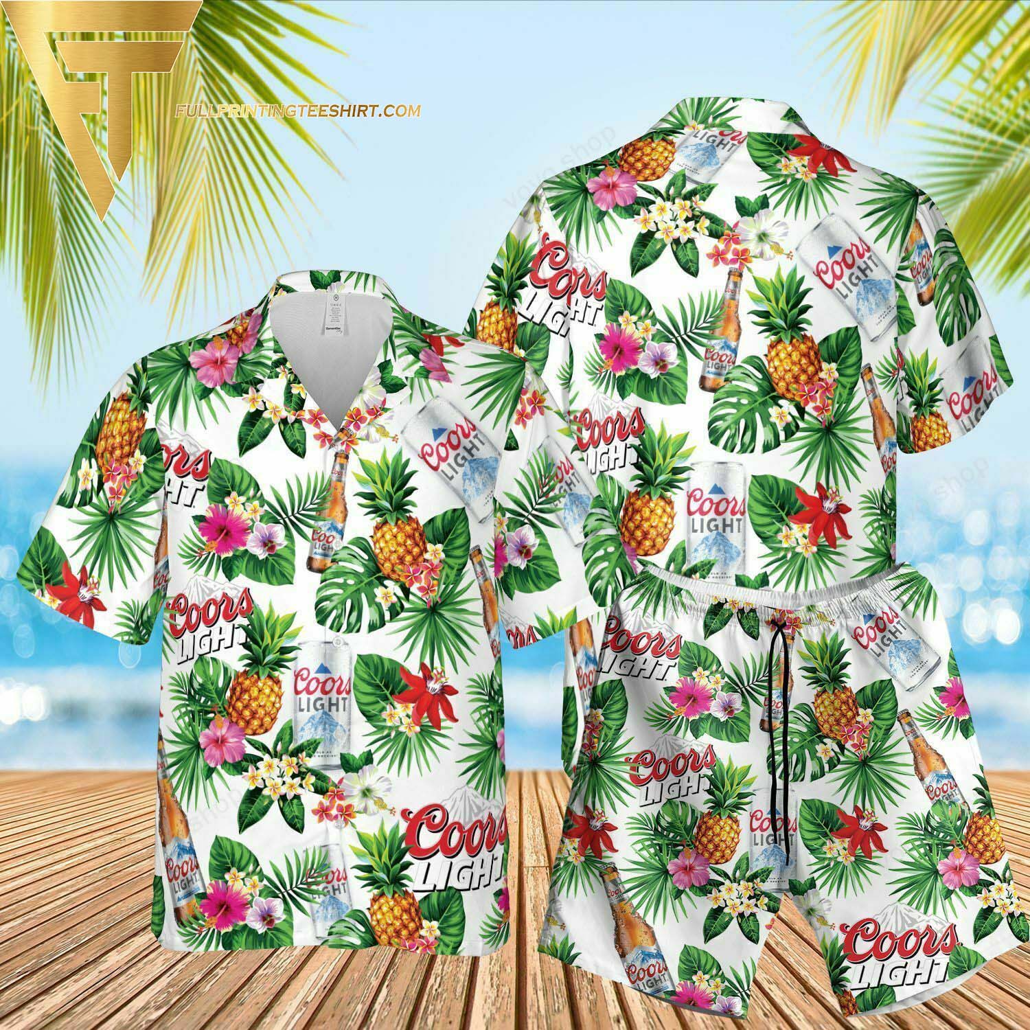 Coors Light Beer All Over Print Summer Floral Aloha Summer Beach Hawaiian Shirt And Beach Shorts