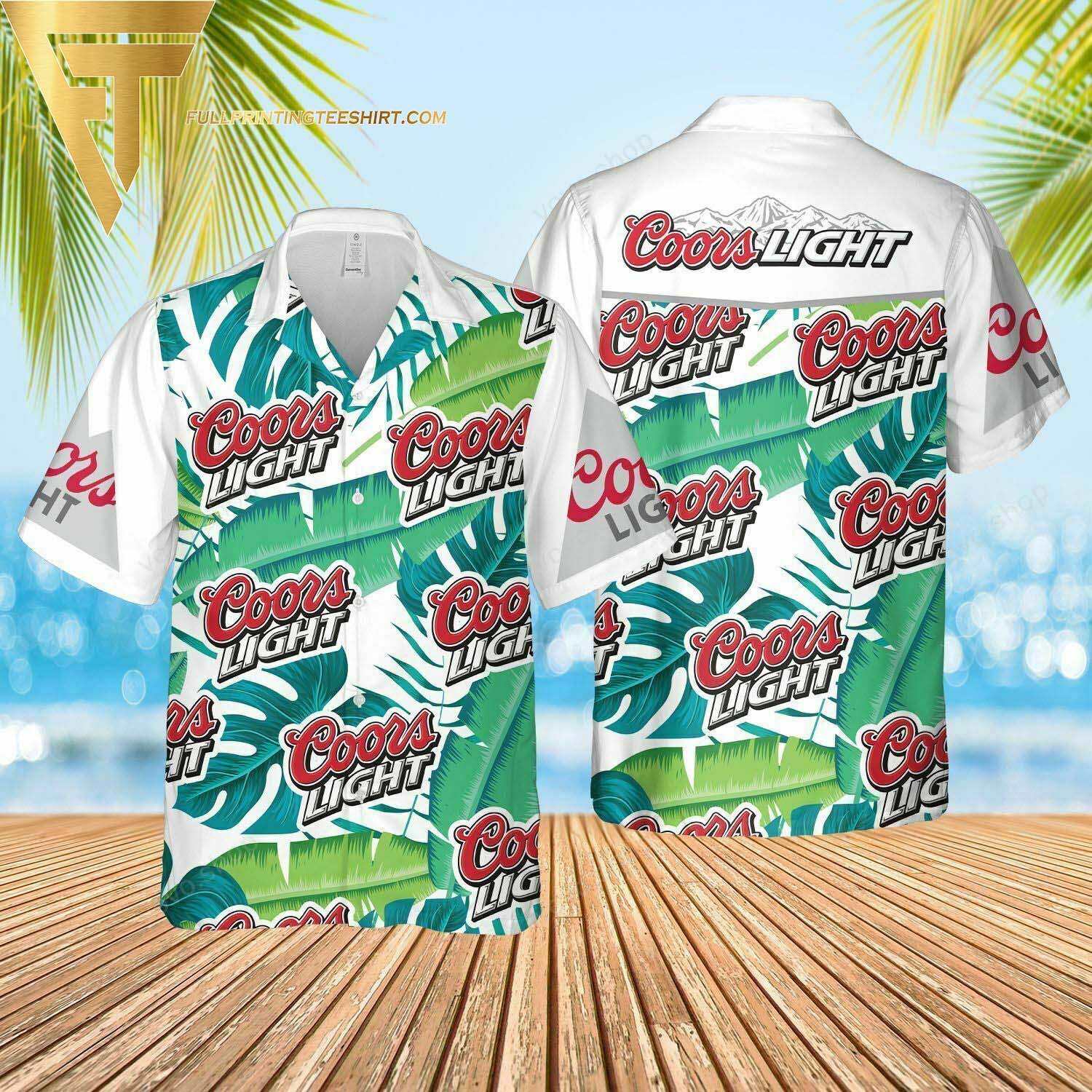 Coors Light Palm Tree Pattern All Over Print Summer Vacation Hawaiian Shirt