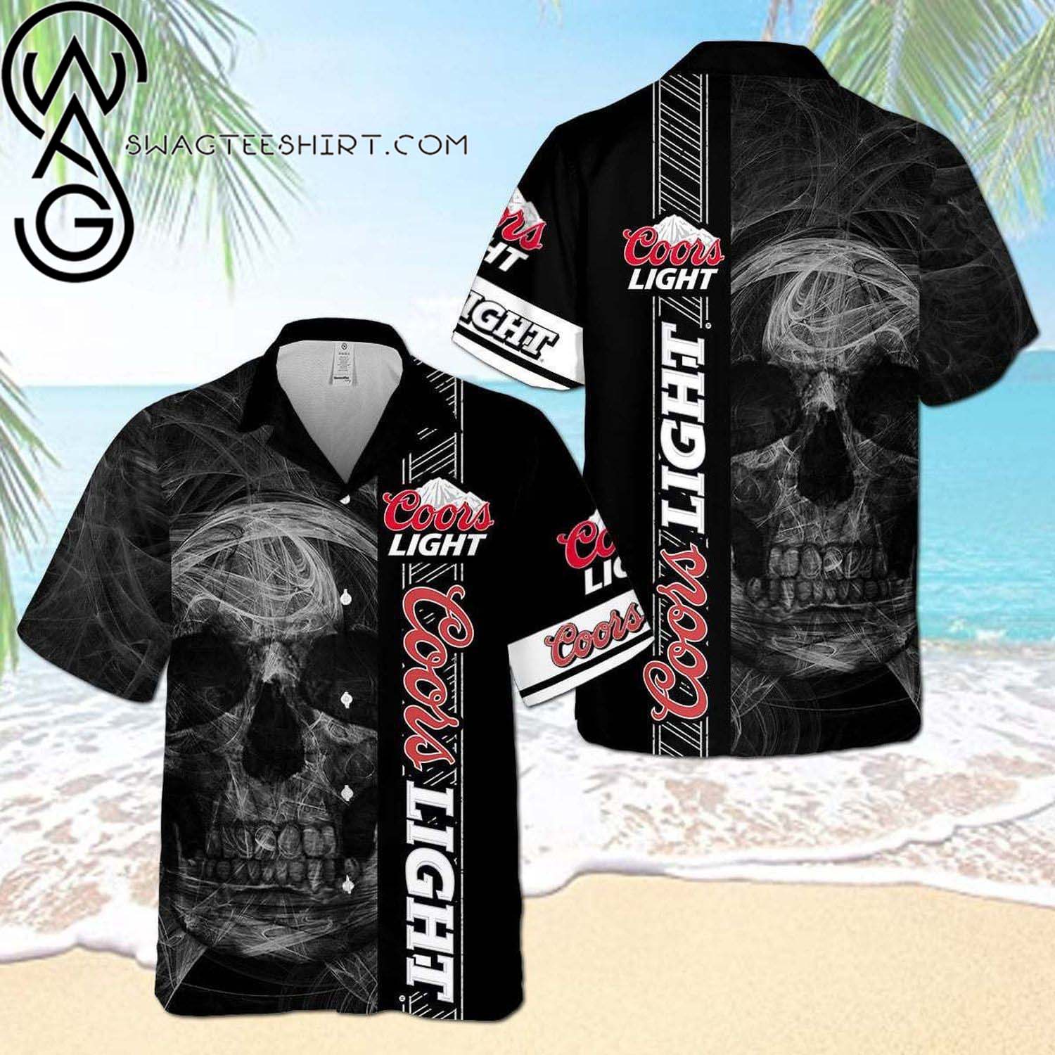 Coors Light Tropical Coconut Trees Summer Vibes Hawaiian Shirt