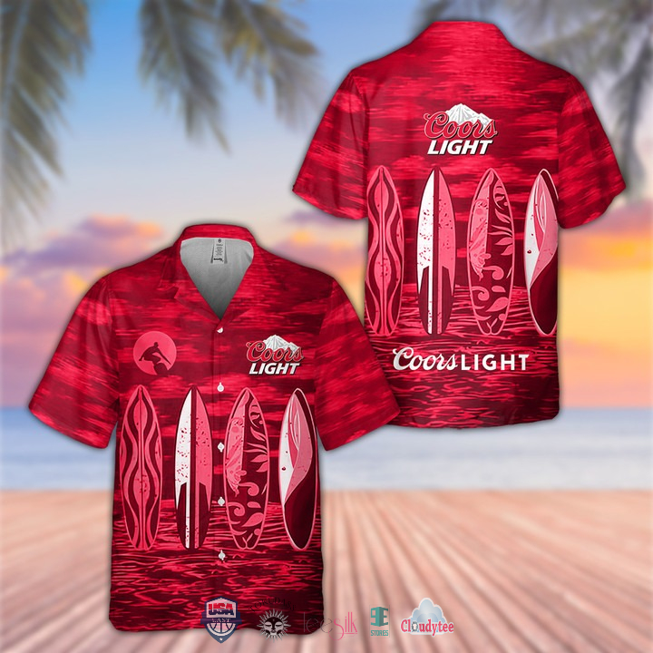 Coors Light Tropical Flowers Hawaiian Shirt