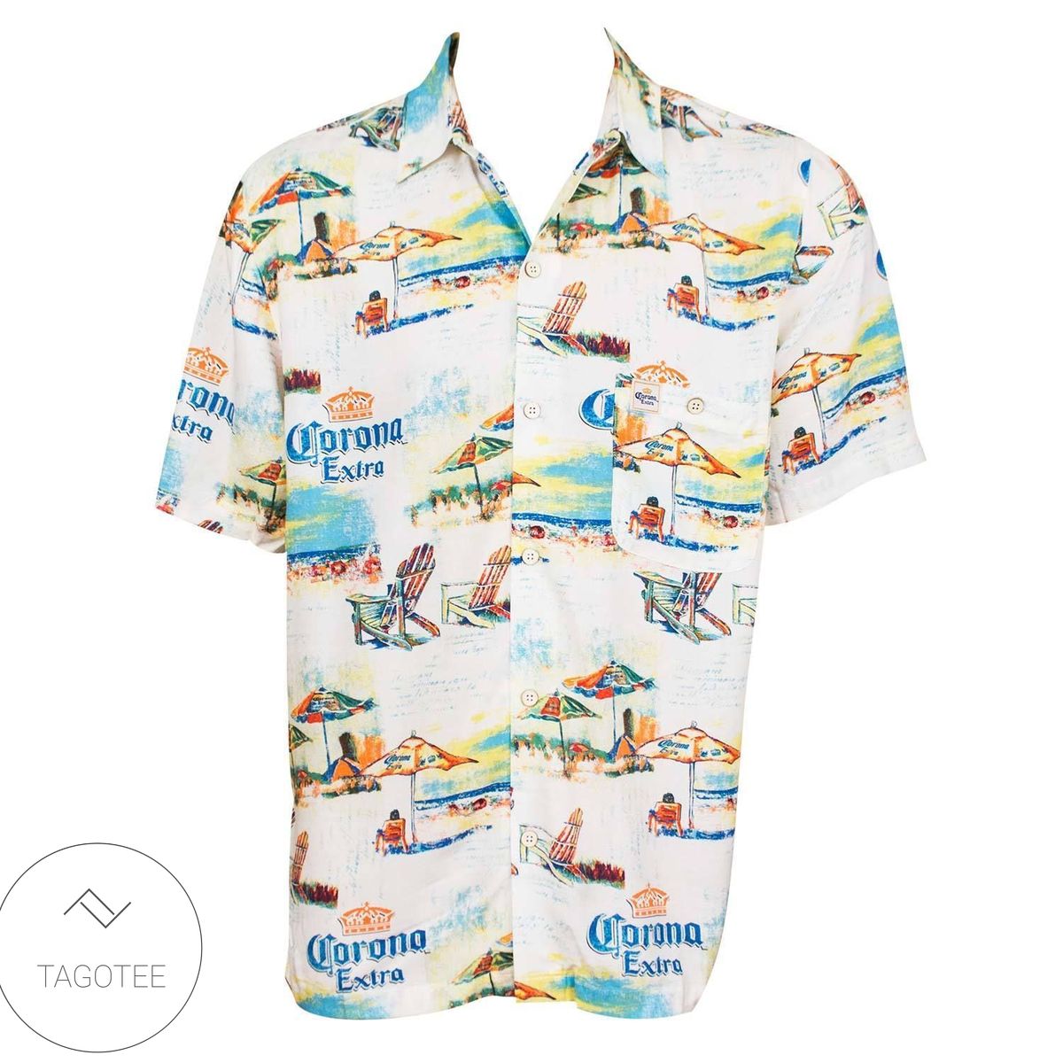 Corona Extra Bucket Beach Button Up Hawaiian Shirt