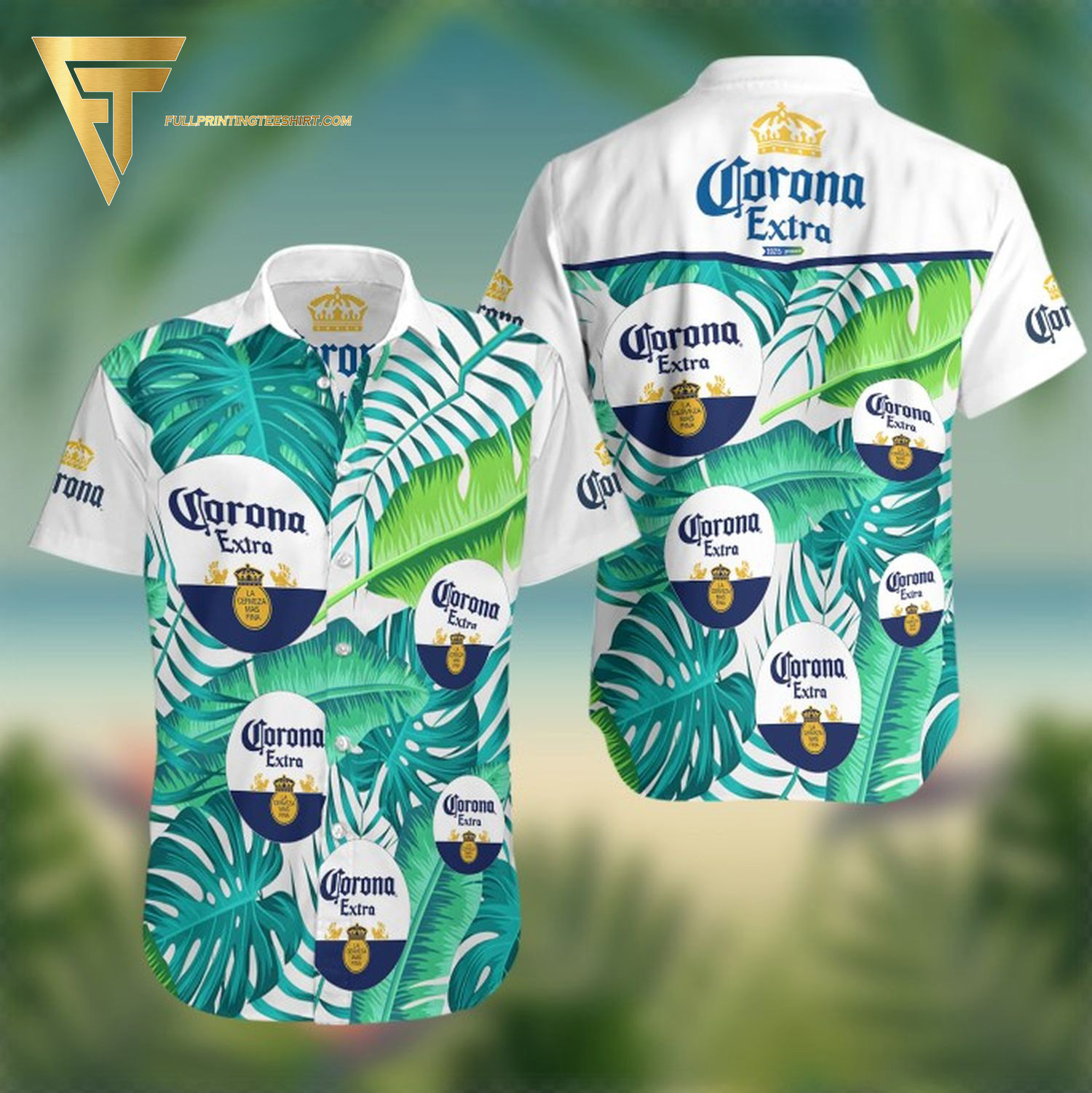 Corona Light Beer Palm Tree All Over Print Aloha Hawaiian Shirt