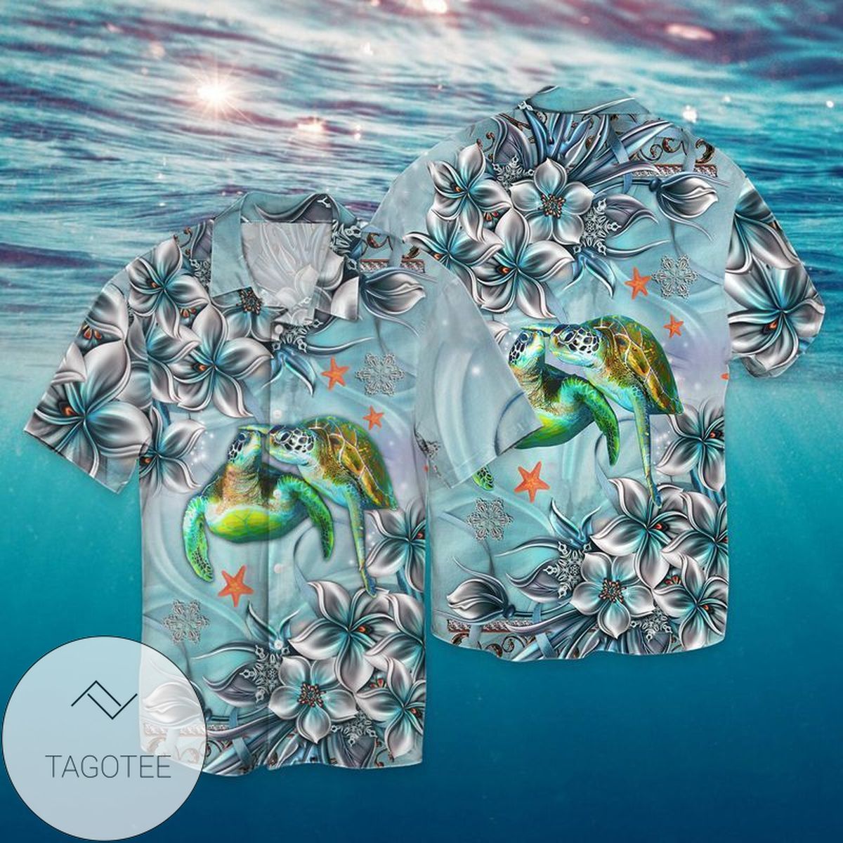 Couple Flamingo Tropical Pink Blue Unisex Hawaiian Shirts