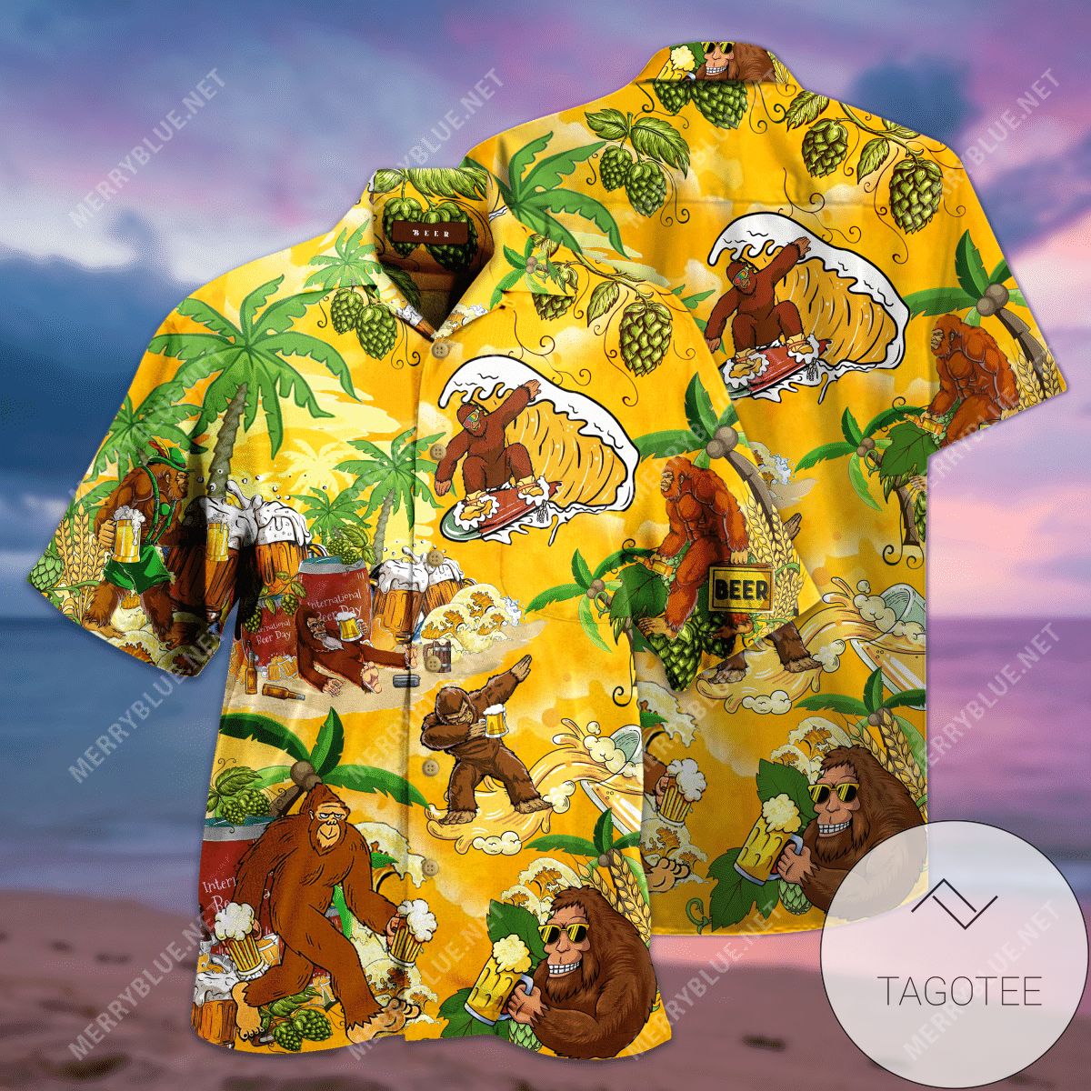 Cover Your Body With Amazing Bigfoot Surfing Enjoy Summer Vacation Tropical Hawaiian Aloha Shirts Dh