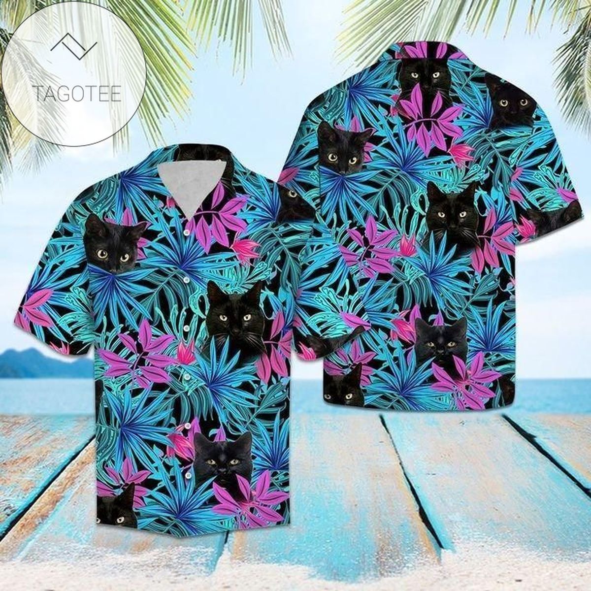 Cover Your Body With Amazing Black Cat Pineapple Tropical Hawaiian Aloha Shirts