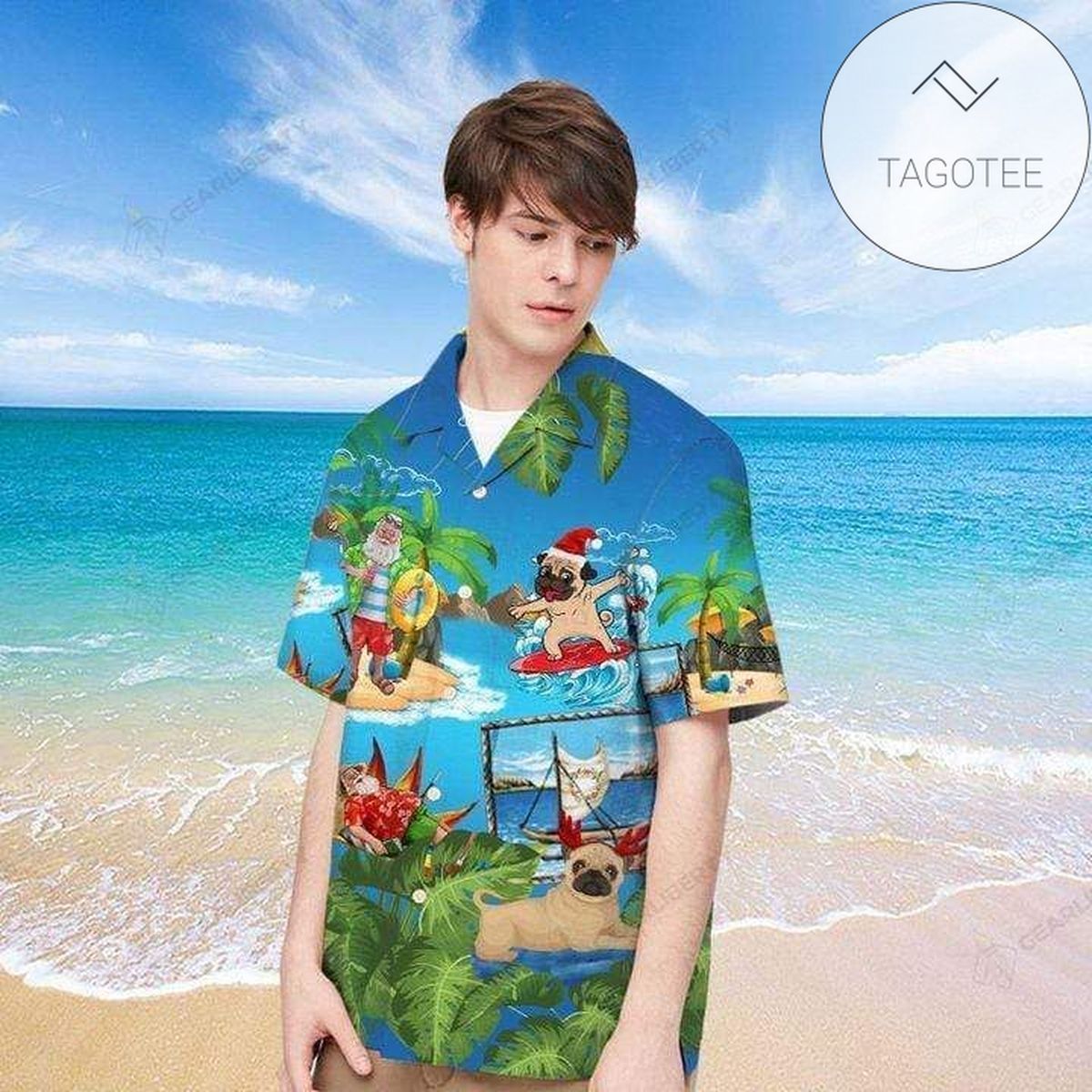 Cover Your Body With Amazing Funny Relaxing Santa Claus At The Beach Hawaiian Aloha Shirts