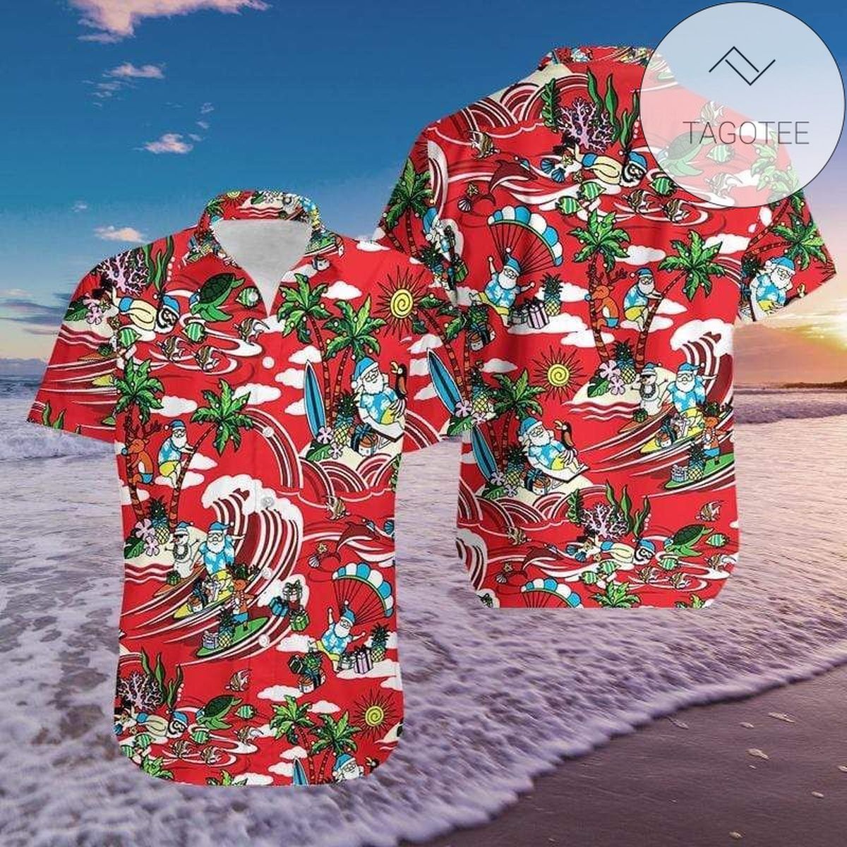 Cover Your Body With Amazing Funny Santa Claws Dinosaur Christmas Hawaiian Aloha Shirts V