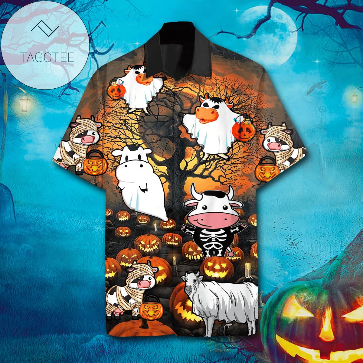 Cover Your Body With Amazing Hawaiian Aloha Shirts Cow Halloween