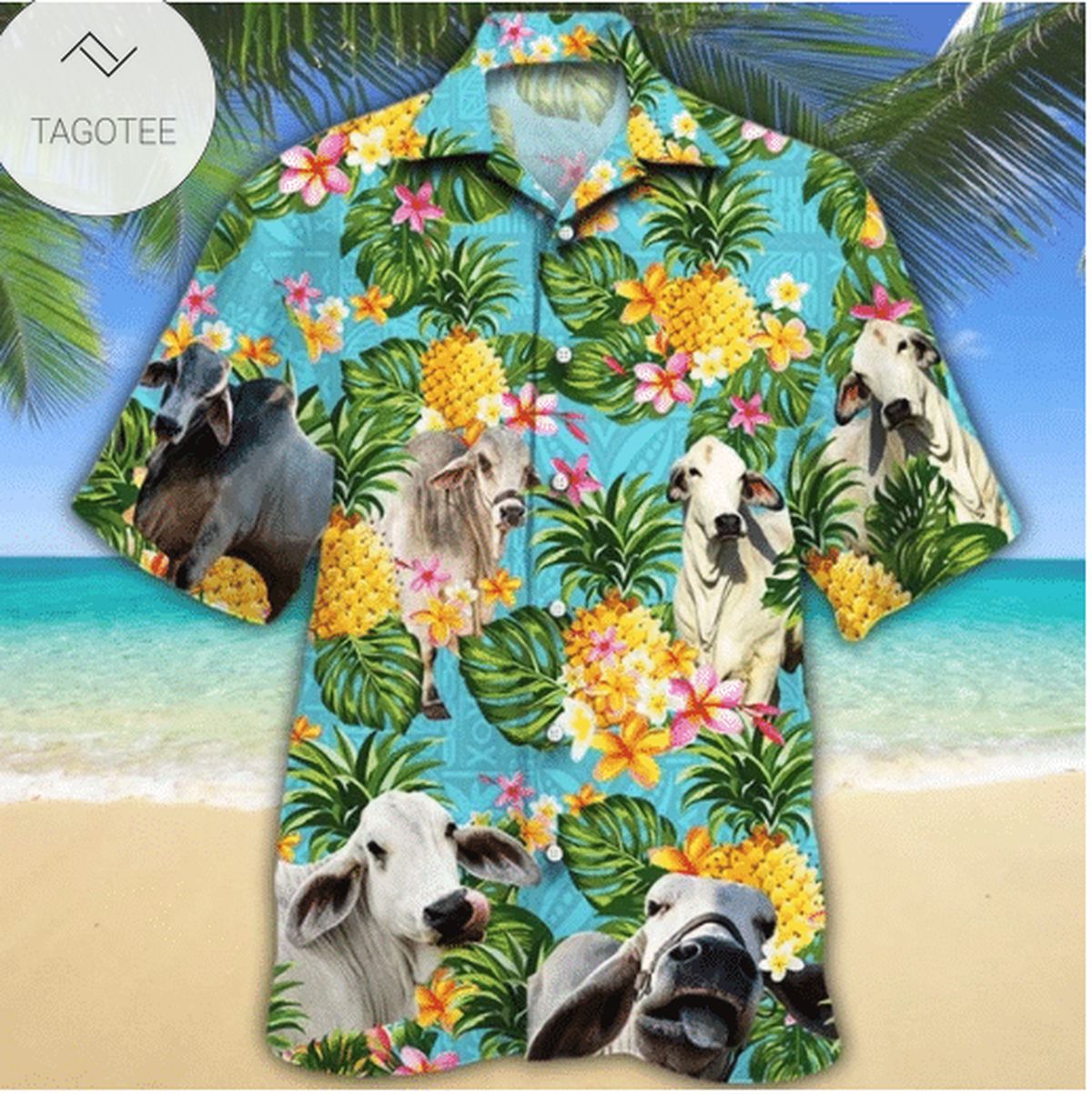 Cow Texas Print Short Sleeve Hawaiian Casual Shirt