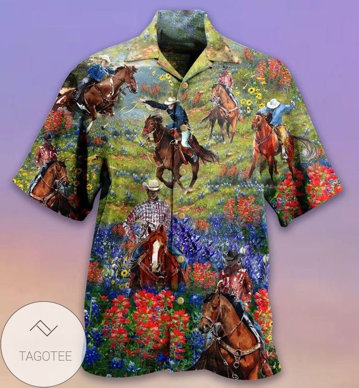 Cowboy Rodeo Texture 3D Printed Black Hawaiian Shirt