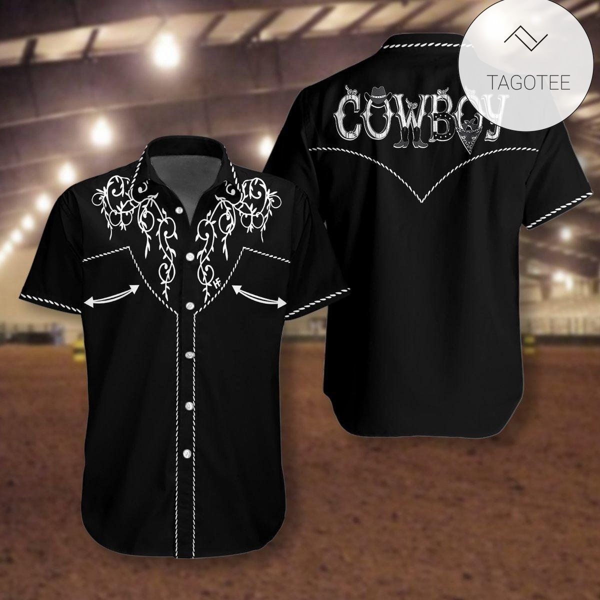 Cowboy Print Short Sleeve Hawaiian Casual Shirt