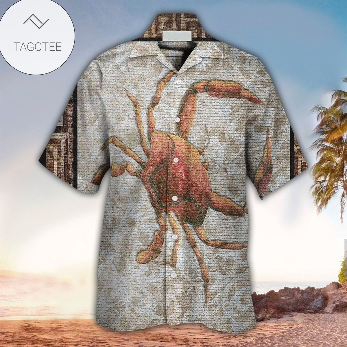 Crab And Tropical Pineapple Pattern Hawaiian Shirt