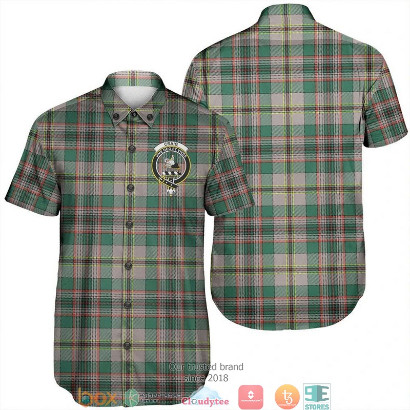 Craig Ancient Tartan Crest Personalized Short Sleeve Hawaiian Shirt