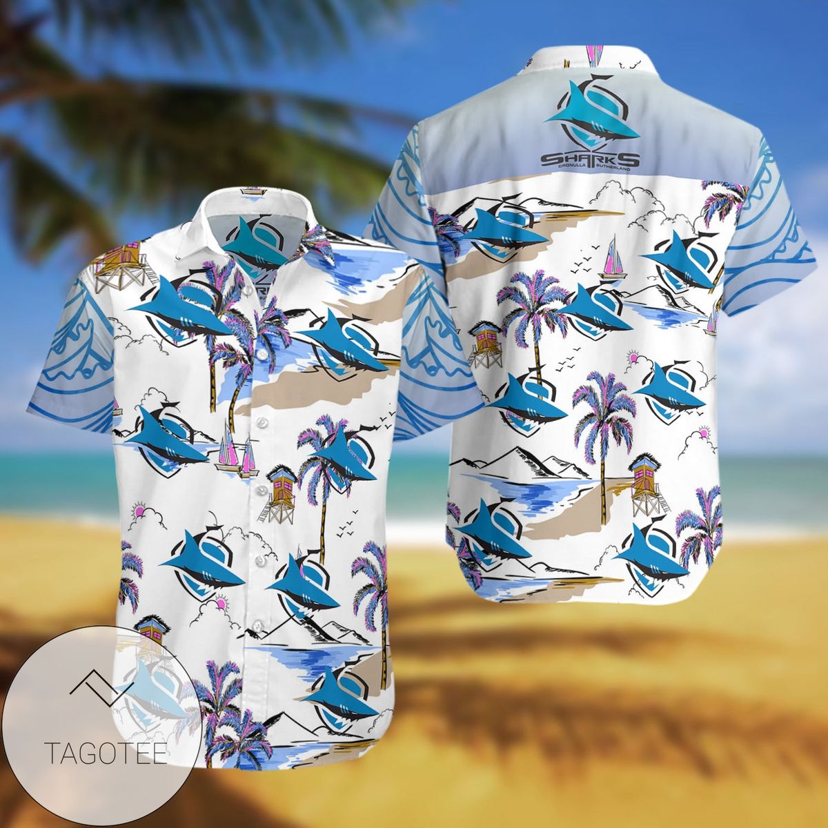 Cronulla Sutherland Sharks Surfing Men’S Hawaiian Shirt