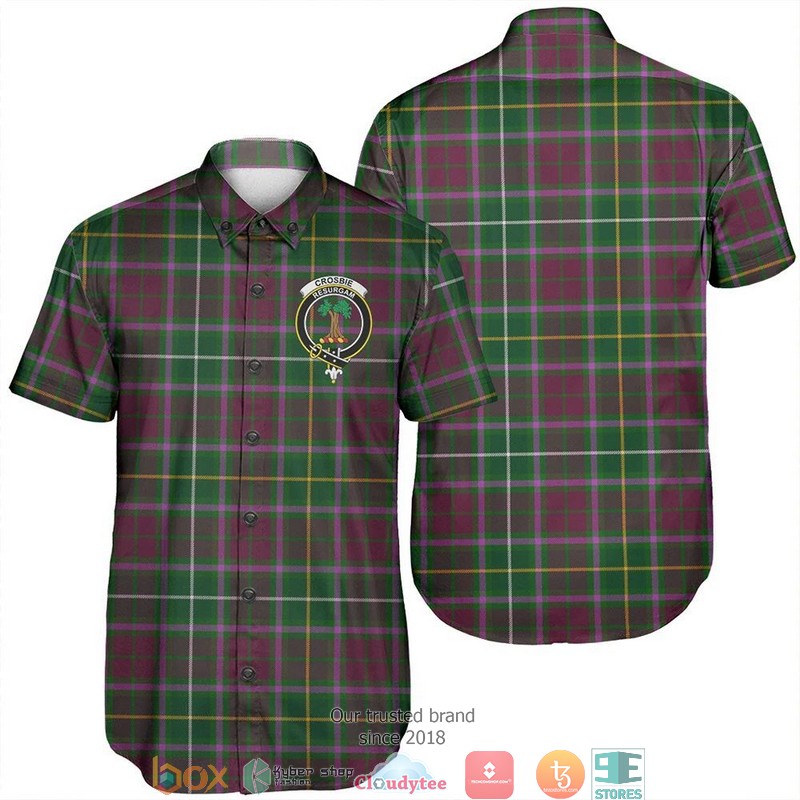 Crosbie Tartan Crest Personalized Short Sleeve Hawaiian Shirt