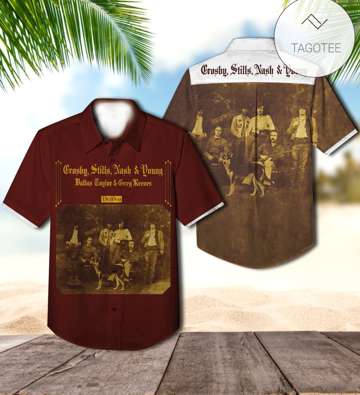 Crosby Stills Nash And Young So Far Album Cover Hawaiian Shirt