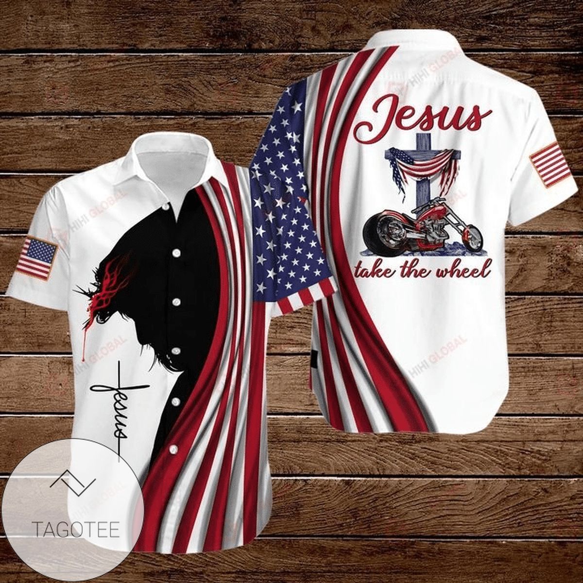 Cross Jesus Bible American Flag Nurse Nursing In My Veins Jesus In My Heart Graphic Print Short Sleeve Hawaiian Casual Shirt