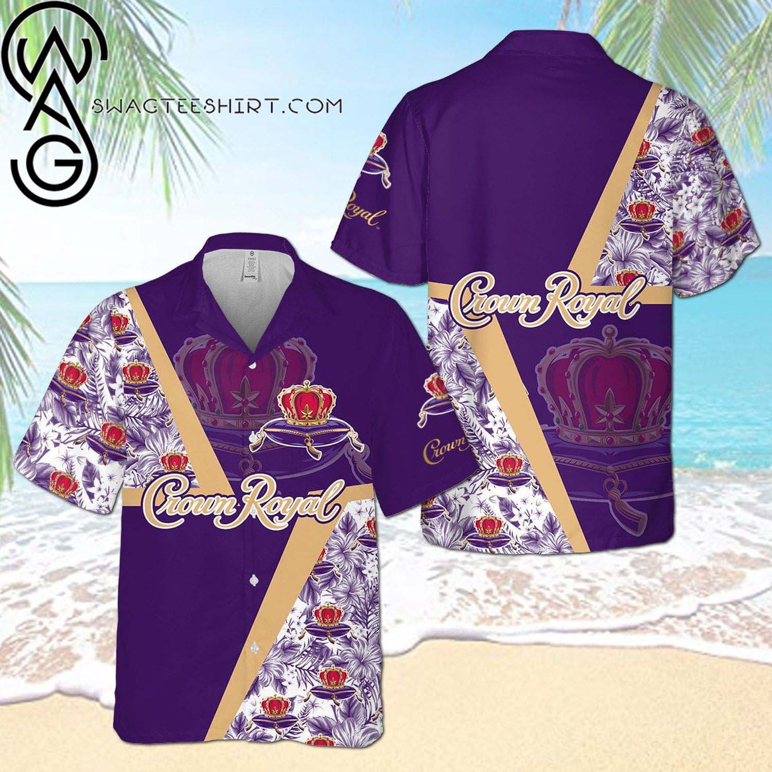 Crown Royal All Over Print Summer Floral Aloha Summer Beach Hawaiian Shirt And Beach Shorts