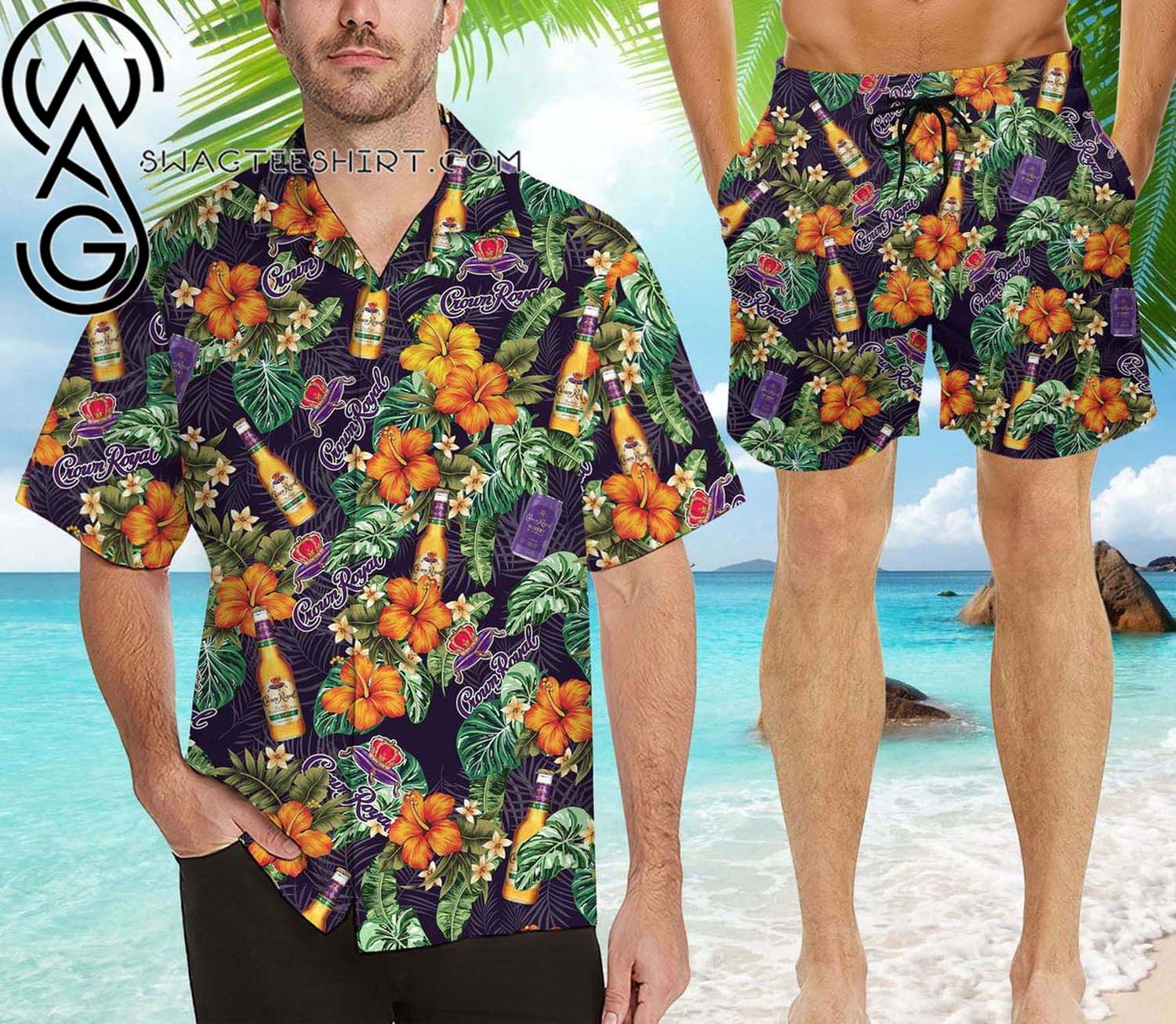 Crown Royal And Skull Death All Over Print Summer Vacation Hawaiian Shirt