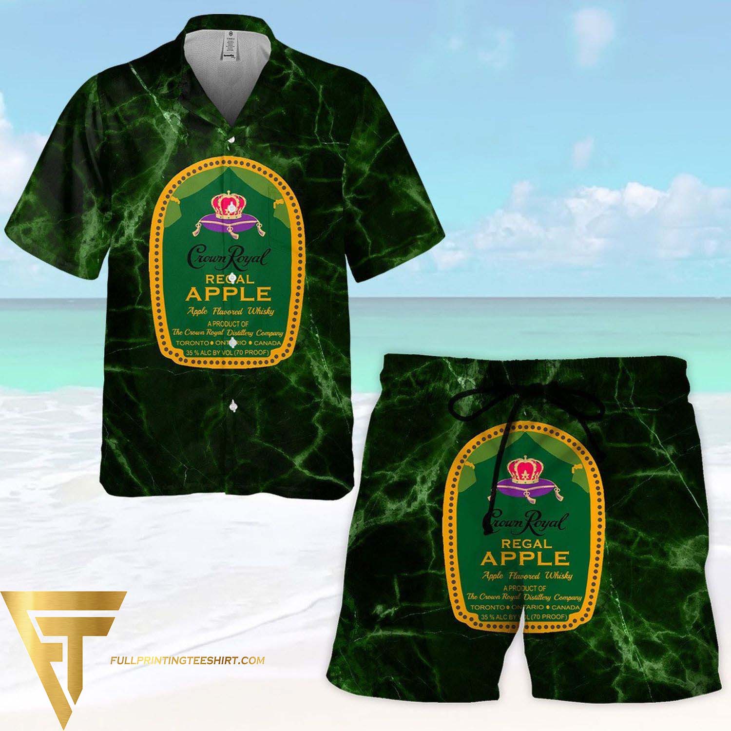 Crown Royal Apple All Over Print Summer Vacation Hawaiian Shirt And Beach Shorts