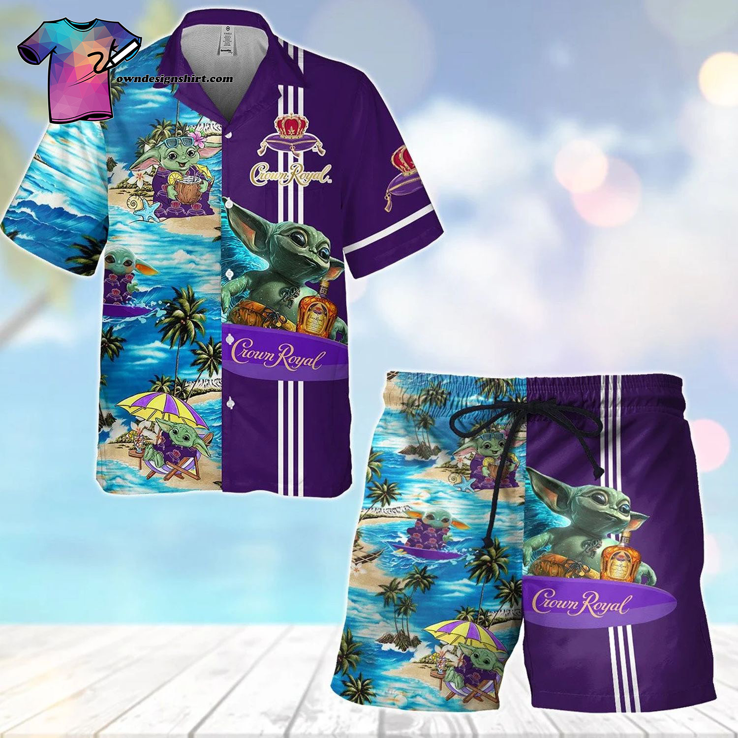 Crown Royal Apple Bottle All Over Print Aloha Hawaiian Shirt And Beach Short