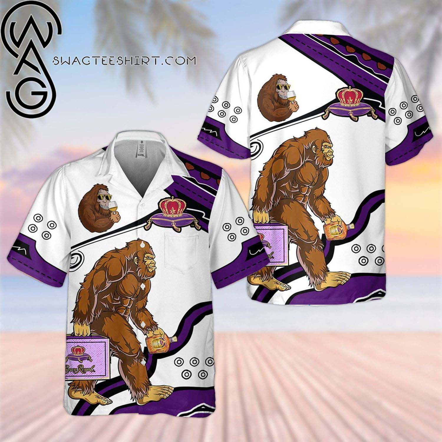 Crown Royal Black Bottle Seamless All Over Print Aloha Hawaiian Shirt And Beach Short