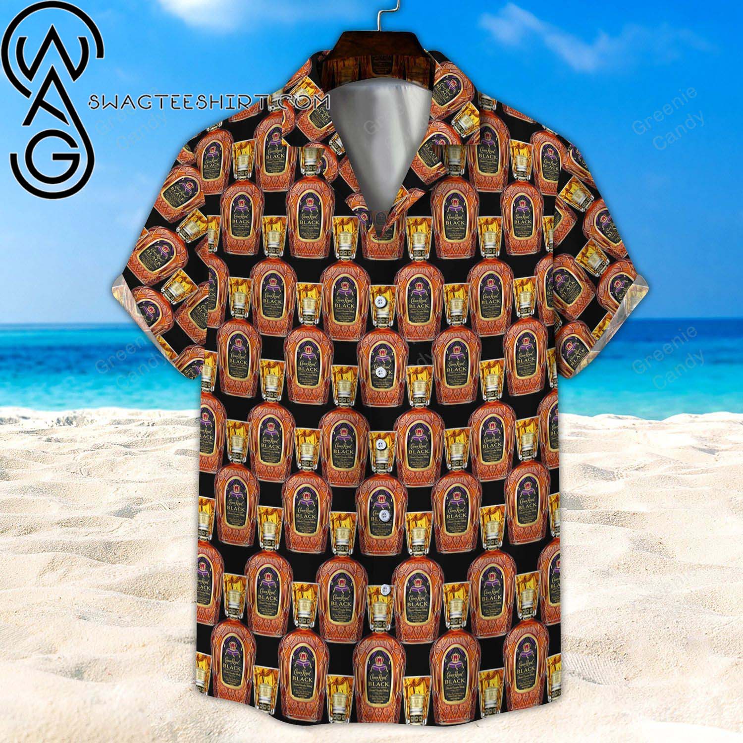 Crown Royal Bottle Seamless Pattern All Over Print Aloha Hawaiian Shirt And Beach Short