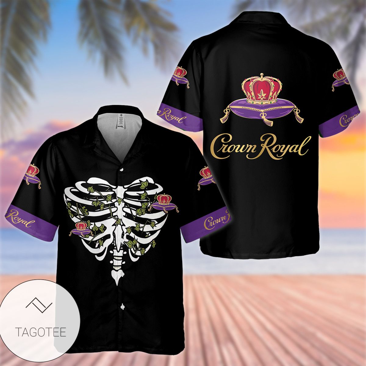 Crown Royal Bottle All Over Print 3D Unisex Hawaiian Shirt And Beach Short