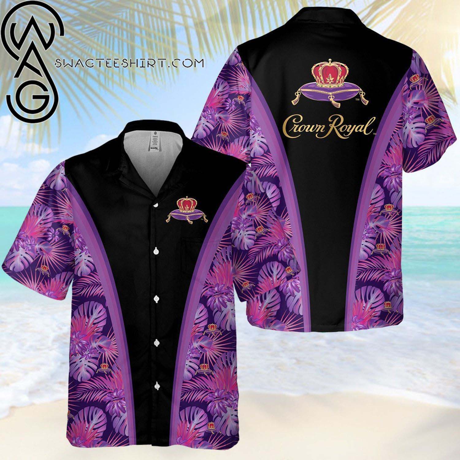 Crown Royal Bottle Seamless All Over Print Aloha Hawaiian Shirt And Beach Short