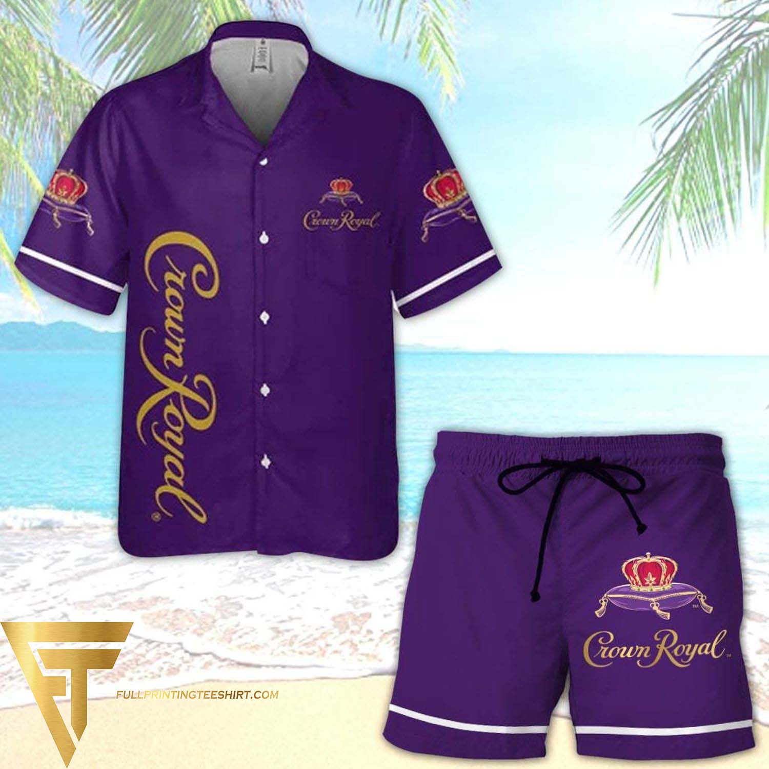 Crown Royal Canadian Whisky All Over Print Aloha Flower Summer Vacation Hawaiian Shirt