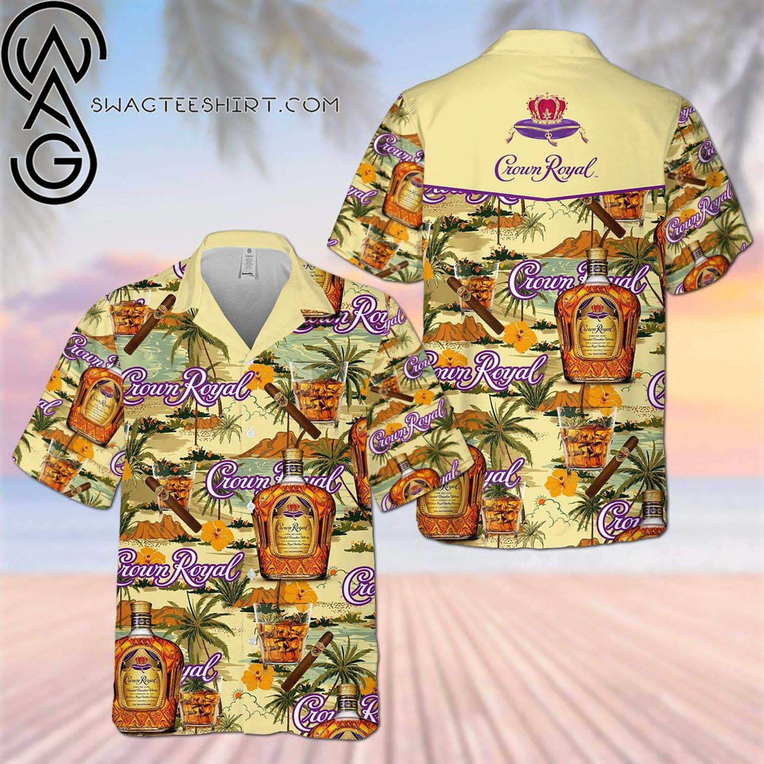 Crown Royal Canadian Whisky USA Flag All Over Print Summer Vacation Hawaiian Shirt