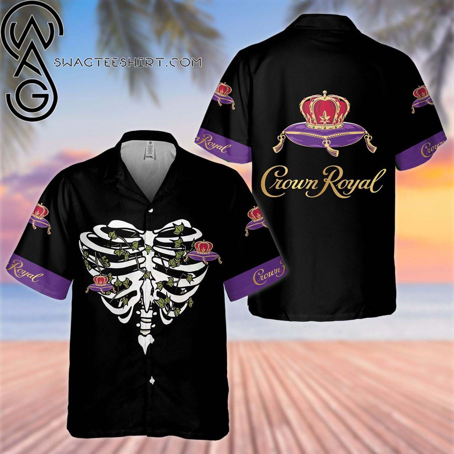 Crown Royal Canadian Whisky Peach Summer Outfits Hawaiian Shirt