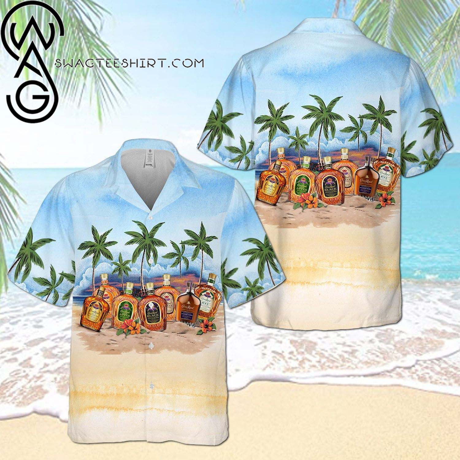 Crown Royal Collection Tropical Forest All Over Print Summer Aloha Summer Beach Hawaiian Shirt And Beach Shorts