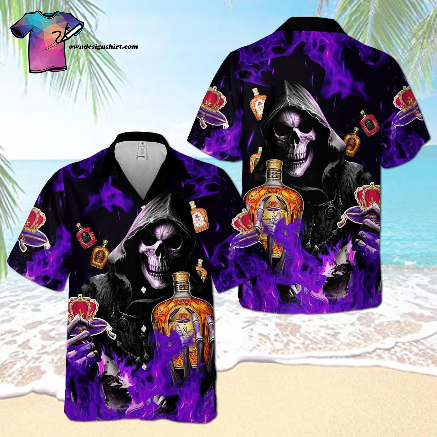 Crown Royal Fine Deluxe All Over Print Aloha Hawaiian Shirt And Beach Short