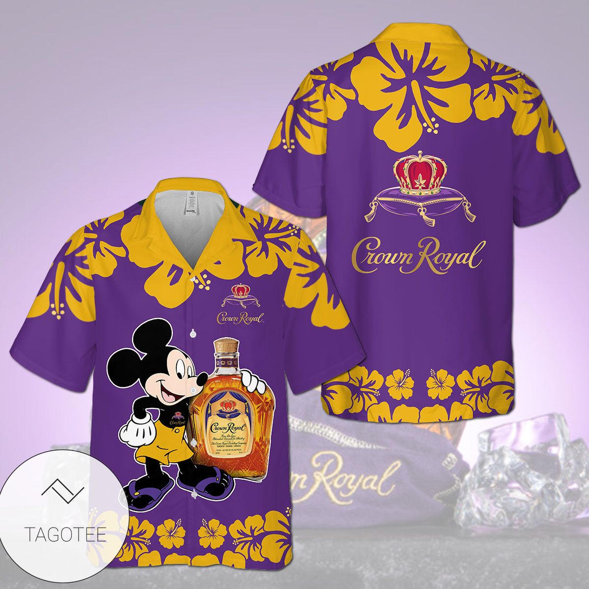 Crown Royal Peach Palm Hawaiian Shirt