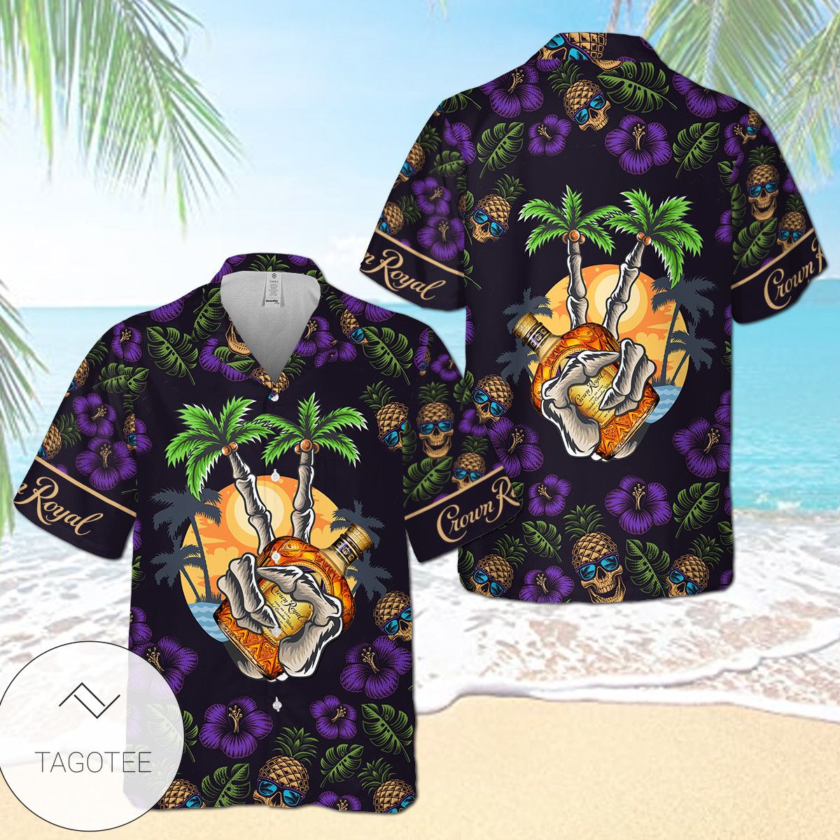 Crown Royal Peach All Over Print 3D Hawaiian Shirt And Beach Short