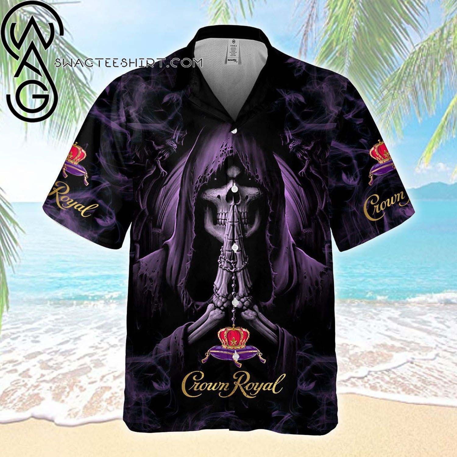 Crown Royal Regal Apple Tropical Coconut Trees Summer Vibes Hawaiian Shirt