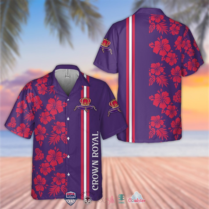 Crown Royal Polynesian Flowers Hawaiian Shirt