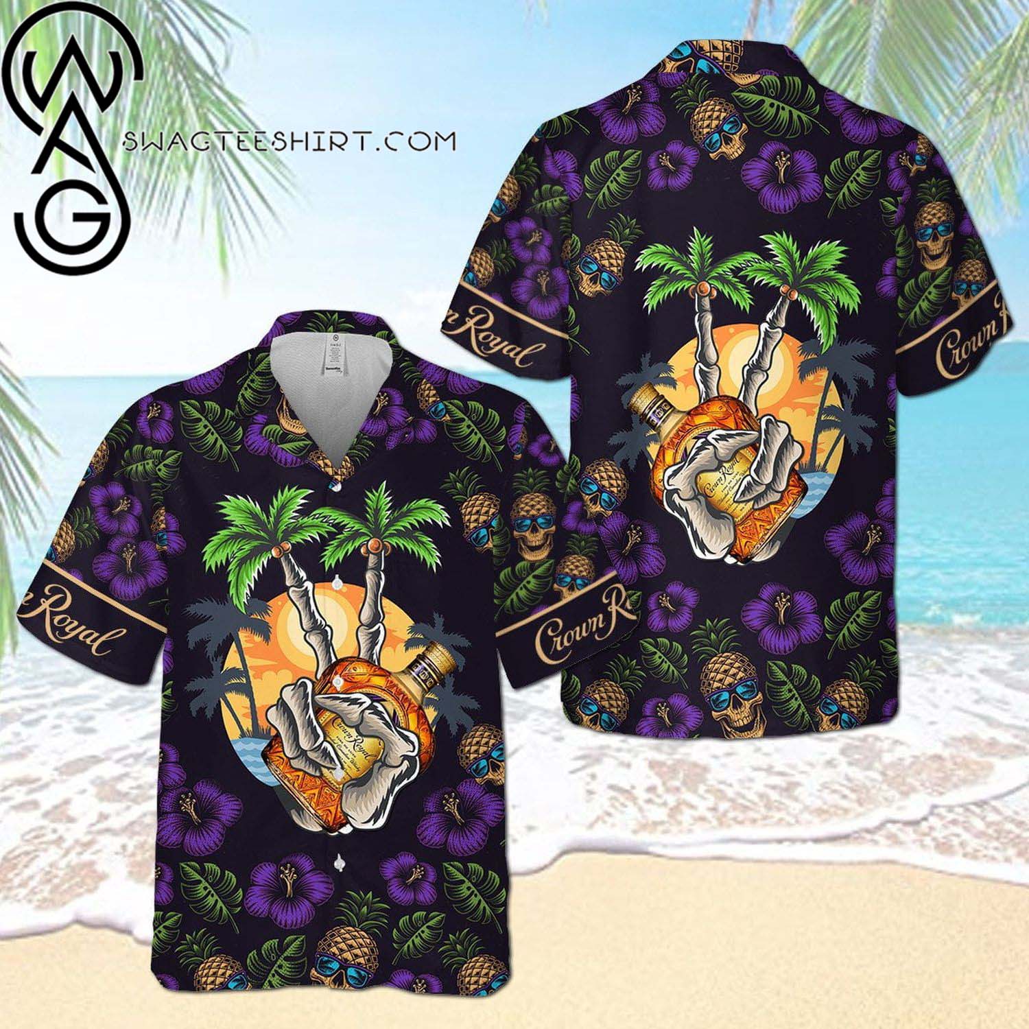 Crown Royal Regal Apple USA Flag All Over Print Summer Vacation Hawaiian Shirt