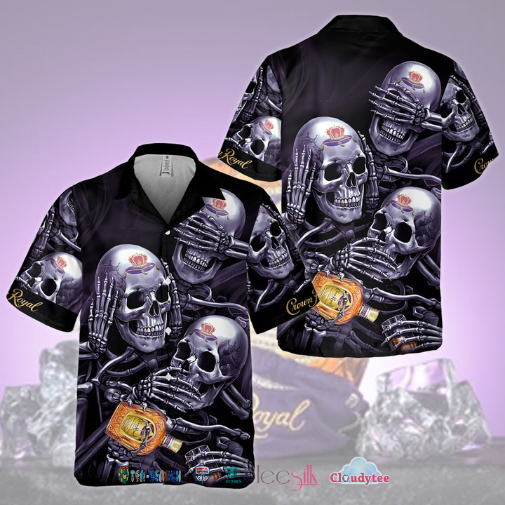 Crown Royal Skull Pineapple Hawaiian Shirt