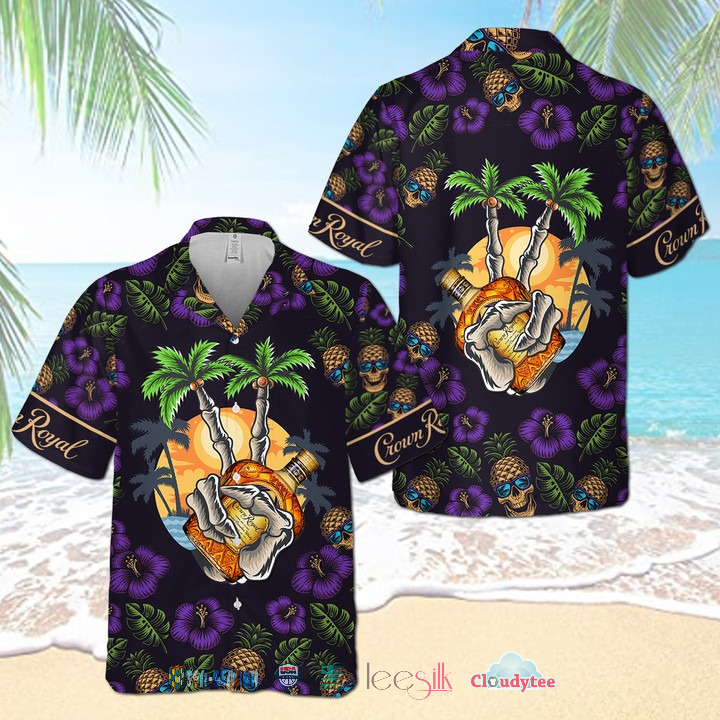 Crown Royal Skull Rose Hawaiian Shirt